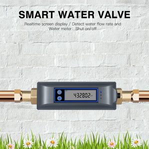 Haozee WiFi Smart Water Valve and Automatic Shutoff, Automation Scene Works with Leak Detector, Water Flow Meter,Built-in Rechargeable Battery, for DN20 3/4-Inch Diameter Pipe