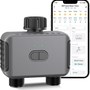 Haozee Smart Irrigation Computer 2 Outputs, Intelligent Water Timer for Garden Hoses, Requires Tuya Zigbee Hub, Supports Home Assistant Zigbee2mqtt