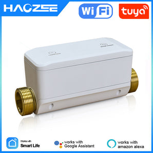 Haozee Tuya Smart Water Valve and Automatic Shutoff Water Flow Meter Water Leak Detector Remote Control