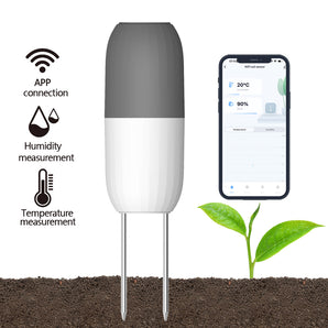Haozee Tuya WIFI Soil Sensor Smart Temperature Humidity Detector Waterproof Wireless Soil Moisture Monitor for Garden Greenhouse