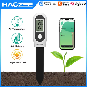 Haozee Tuya Zigbee Soil Moisture Sensor Light Tester Garden Automation Irrigation Detector Tuya Smart Life Support HA