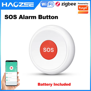 Haozee Tuya ZigBee/Wifi SOS Emergency Butto Elderly Children Alarm Emergency Help Switch Support Home Assistant Zigbee2mqtt