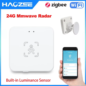 Haozee 24G Zigbee Human Presence Detector Smart Human Body PIR Sensor Radar DetectorMotion Sensors Support Home Assistant