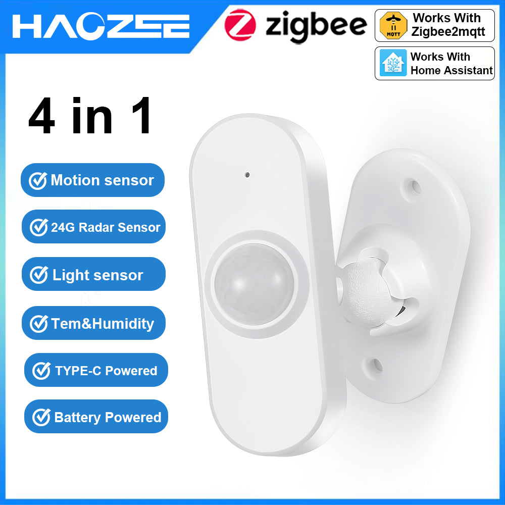 Haozee 24G Zigbee MmWave Human Presence&PIR Motion Sensor With Luminan