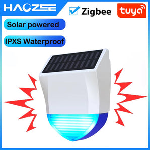Haozee Tuya Smart Zigbee Siren Alarm Waterproof Outdoor With Solar
