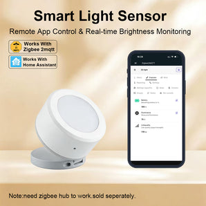 Haozee Zigbee 3.0 Light Sensor – Digital Illuminance Detector (0-157,000 Lux), Battery-Powered, Compact Size for Home Assistant & Zigbee2MQTT
