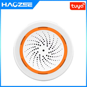 Haozee Tuya ZigBee Smart Siren Alarm 90dB Sound Light Home Security Alarm