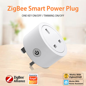 Haozee Tuya Zigbee Plug UK Standard 16A Energy Monitoring Timer Remote Control Work With Alexa Google Assistant Voice Control