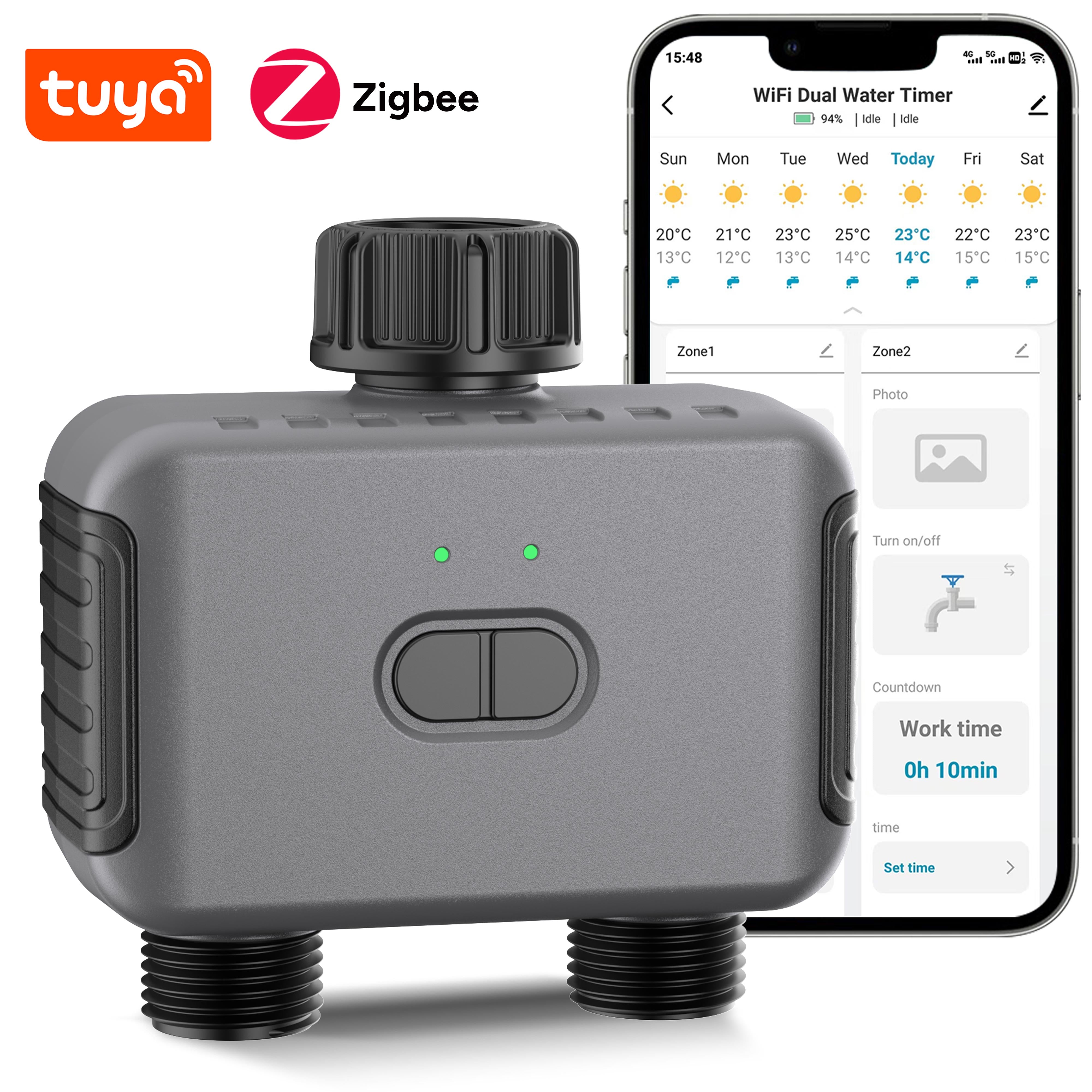 Haozee Smart Irrigation Computer 2 Outputs, Intelligent Water Timer fo