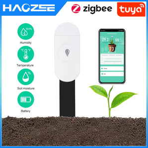 Haozee Tuya Smart Zigbee Soil Tester Temperature and Humidity Meter Thermo Hygrometer Garden Automation Irrigation Detector