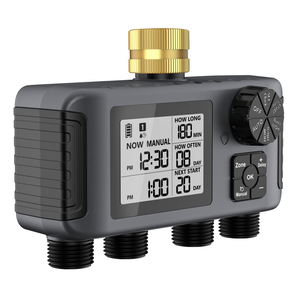 Haozee Irrigation Computer 4 Outputs, Garden Watering Timer with Rain Delay/Auto and Manual Mode, IPX5 Waterproof/Large LCD Display Irrigation Control