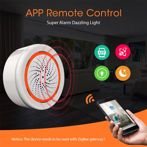 Haozee Tuya ZigBee Smart Siren Alarm 90dB Sound Light Home Security Alarm