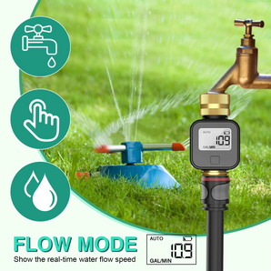 Haozee Digital Water Flow Meter High Accuracy IP6X Measure Water Consumption and Flow Rate for Outdoor Garden Watering Irrigation Hose