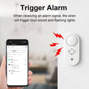 Haozee Zigbee 3.0 Wireless Siren Alarm & Vibration Sensor – 110dB High-Volume Security Alert, Battery-Powered, Home Assistant Compatible