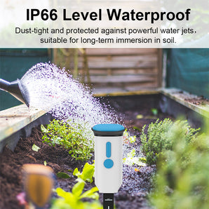 Haozee Tuya WIFI Soil Sensor Smart Temperature Humidity Detector Waterproof Wireless Soil Moisture Monitor for Garden Greenhouse
