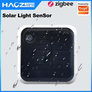 Haozee Tuya Zigbee Solar Light Sensor IP65 Waterproof Wireless Smart with Solar Power Support Home Assistant Zigbee2mqtt