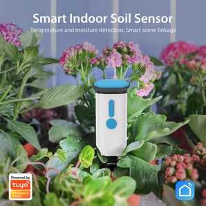 Haozee Tuya WiFi Smart Soil Moisture Sensor & Temperature Monitor, IP66 Waterproof Wireless Plant Detector for Garden Lawn Automation
