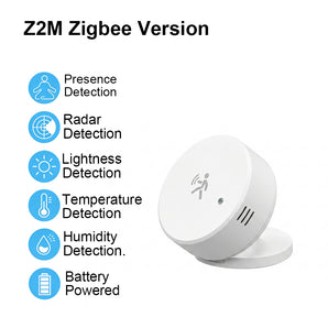 Haozee 24GHz mmWave Human Presence Sensor (Tuya Zigbee), Battery-Powered Motion Radar with Temperature, Humidity & Lux Sensor, Home Assistant Z2M Compatible