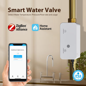 Haozee Zigbee Smart Water Valve and Automatic Shutoff Water Flow Rate Built in Rechargeable Battery for 3/4-Inch 1 Inch Diameter